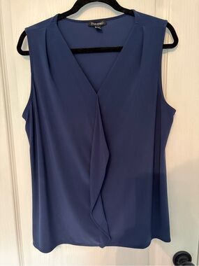 Roz & Ali Navy Sleeveless V-Neck Draped Front Camisole